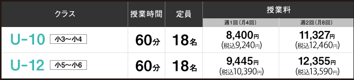 月謝料金（地域B）