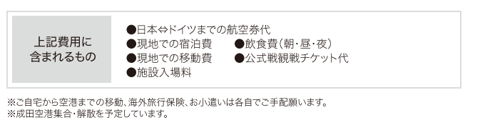 ��L��p�Ɋ܂܂����́F���c��`�̃h�C�c�E�t�����N�t���g��`�܂ł̍q�󌔑�A���n�ł̏h����A���H��i���E���E��j�A���n�ł̈ړ���A������ϐ�`�P�b�g��A�{�ݓ��ꗿ